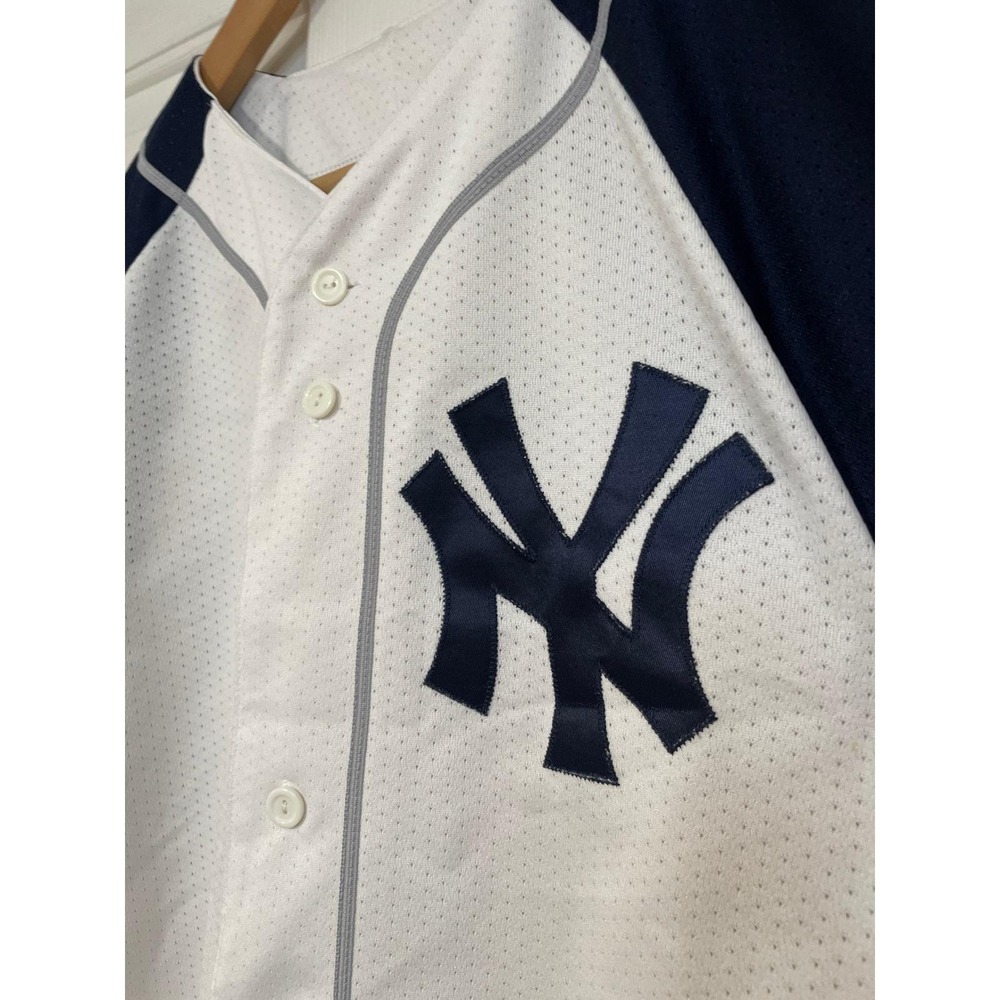 Majestic New York Yankees MLB Blank‎ Jersey Baseball White Navy Mens L Vintage